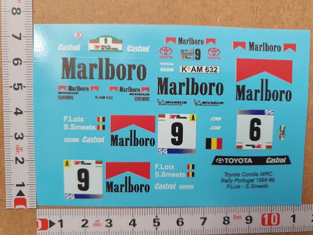 DECALS 1/32 TOYOTA COROLLA WRC – #9 – LOIX – RALLYE PORTUGAL 1998 – COLORADO VV32065