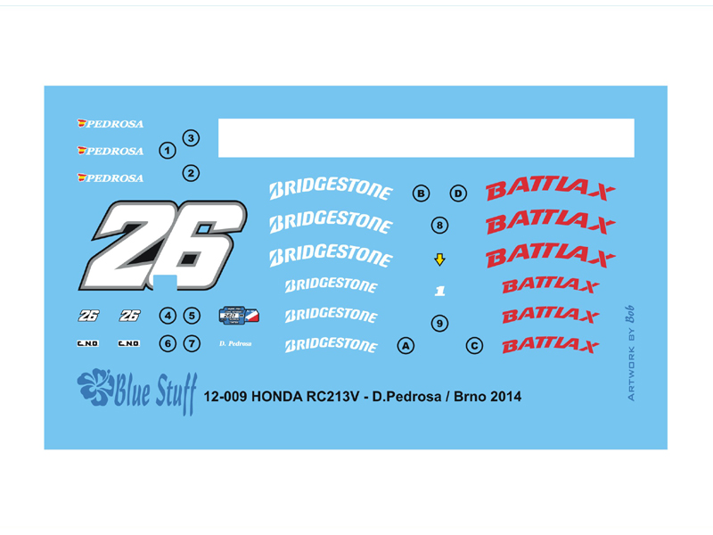 DECALS 1/12 HONDA RC213V - PEDROSA 2014 - BS12-009 – Image 2