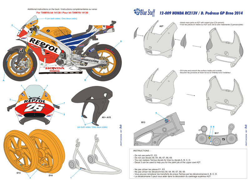 DECALS 1/12 HONDA RC213V - PEDROSA 2014 - BS12-009 – Image 3