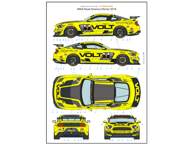 DECALS 1/24 FORD MUSTANG GT4 "VOLT" WINNER IMSA ROAD AMERICA 2018 - BS24-017 – Image 3