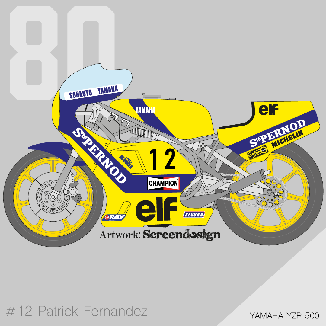DECALS 1/12 YAMAHA YZR 500 "PERNOD" #12-PATRICK FERNANDEZ 1980 - SD-004