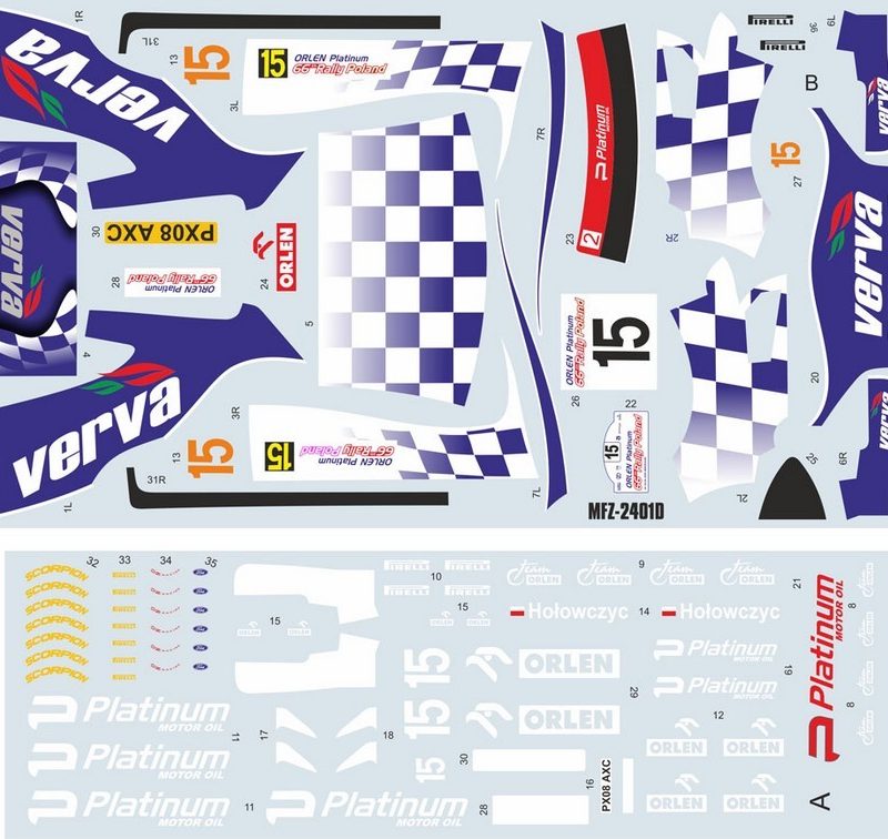 DECALS 1/24 FORD FOCUS RS WRC-#15-HOLOWCZYC-RALLYE DE POLOGNE 2009-2401D