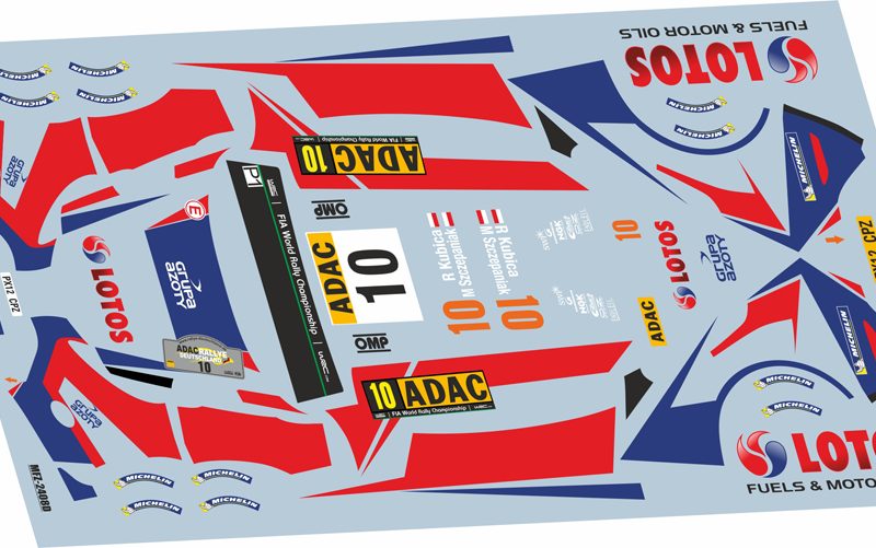 DECALS 1/24 FORD FIESTA WRC #10 - KUBICA - RALLYE ADAC ALLEMAGNE 2014 - 2408D