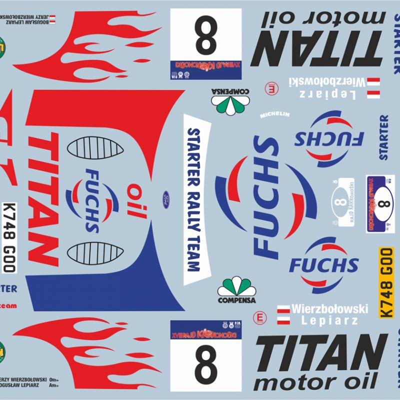 DECALS 1/43 FORD ESCORT RS COSWORTH - #8 - WIERZBOLOWSKI - RALLYE DE KARKONOSKI 1998 - D43452
