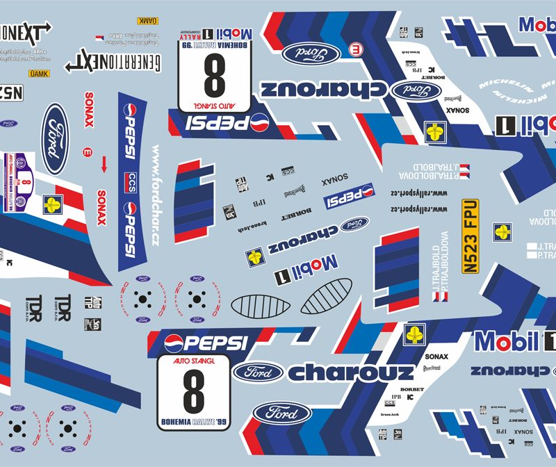 DECALS 1/43 FORD ESCORT RS COSWORTH - #8 - TRAJBOLD - RALLYE BOHEMIA 1999 - D43453