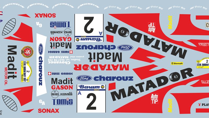 DECALS 1/43 FORD ESCORT RS COSWORTH - #2 - CHOVANEC - RALLYE DU BARUM 1997 - D43457
