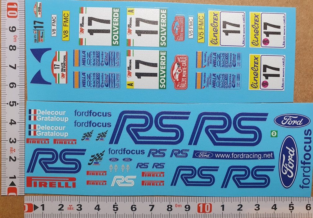 DECALS 1/24 FORD FOCUS RS WRC #17 - DELECOUR - RALLYE MONTE CARLO / PORTUGAL 2001 - VV24107