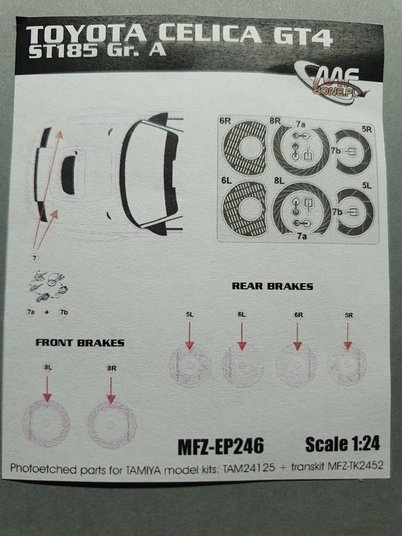 PIECES PHOTODECOUPE 1/24 TOYOTA CELICA GT4 ST185 TARMAC - EP246 – Image 3