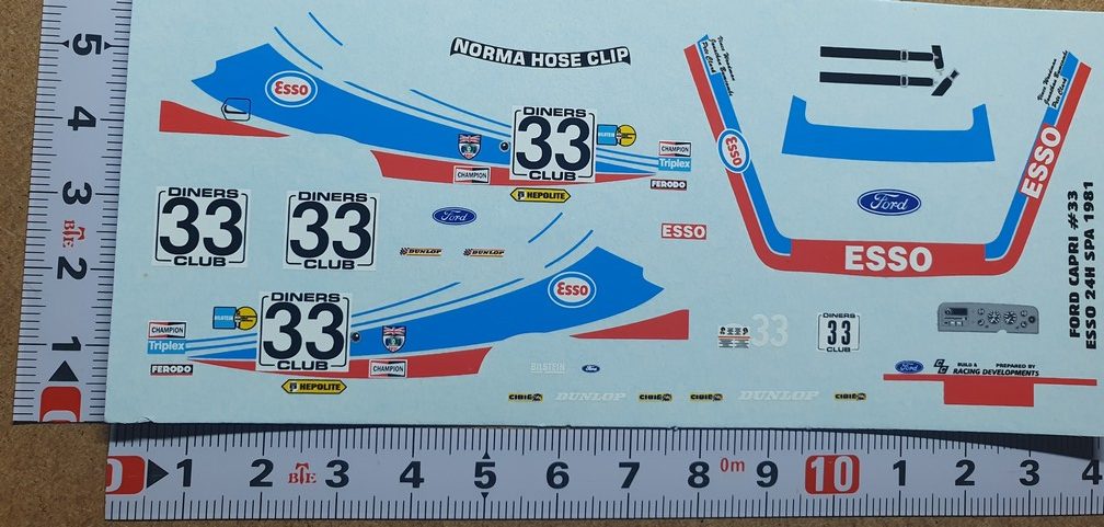 DECALS 1/43 FORD CAPRI MKIII 3.0 - #33 - ESSO - 24H DE SPA 1981 - DCC14374
